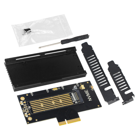 JEYI VolleyStar-PRO negro disipador de calor, disipador de calor M.2 NVMe SSD NGFF a PCIE X4 adaptador MKey de tarjeta PCI-E 3,0x4 de velocidad completa RGB LED ► Foto 1/5