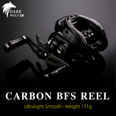 TSURINOYA-carrete de pesca ultraligero DARK WOLF 50 BFS baitcaster 151g, carrete suave de carbono para agua salada, para perca, tilapia, trucha ► Foto 1/6