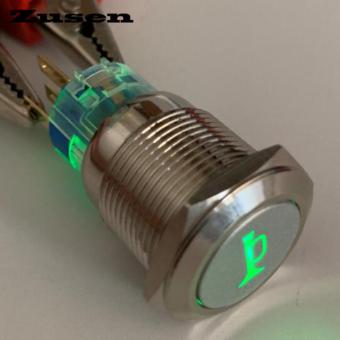 Zusen-Interruptor de botón momentáneo con bocina iluminada, 19mm, ZS19F-11DT/G/12V/N con bocina iluminada ► Foto 1/2