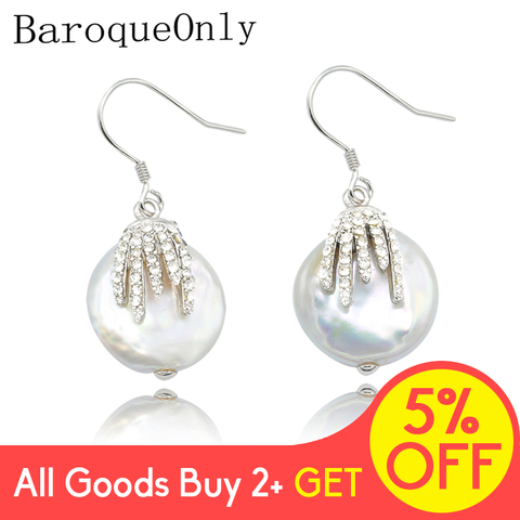 BaroqueOnly-pendientes de perlas barrocas irregulares para mujer, joyería de perlas naturales de agua dulce, regalos para mujer, Plata de Ley 925 ► Foto 1/6