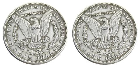 Moneda de copia chapada en plata de dólar Morgan de las dos caras de los EE. UU. ► Foto 1/5