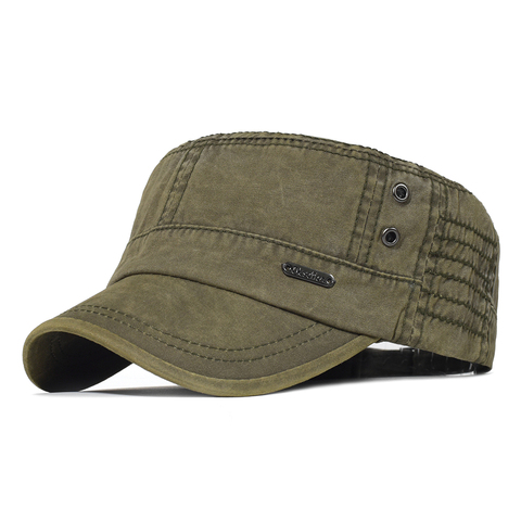 Gorros militares de algodón lavados para hombre, gorra del ejército de cadete, diseño único, gorra plana Vintage ► Foto 1/6