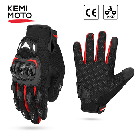 KEMIMOTO-Guantes de motocicleta con protección CE para hombre y mujer, Guantes deportivos de protección para pantalla táctil, color negro, para verano ► Foto 1/6