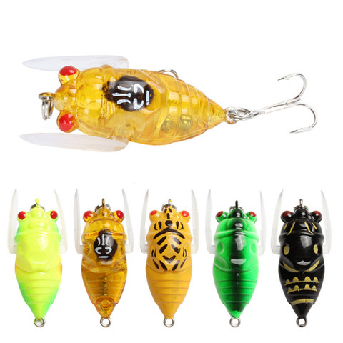 1 Uds 4cm 5,9g Topwater realista insectos de señuelo de pesca cigarra cebos de pesca señuelos para BassPike carpa Wobblers aparejos de pesca ► Foto 1/6