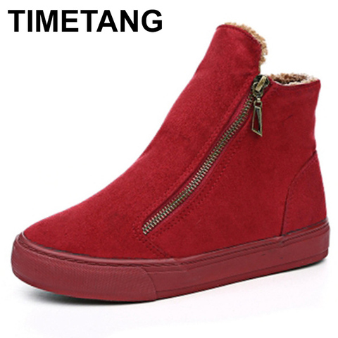 Timetang-Botas de nieve de Invierno para mujer, zapatos cálidos de felpa con cremallera, para invierno, a la moda, marca dulce, 2022 ► Foto 1/6