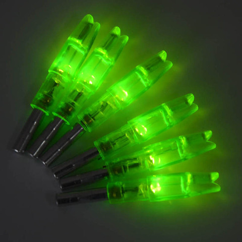 Tornillos iluminados con luz Led verde para Flecha, identificación de asta, tiro con arco de 6,2mm, disparo automático, compuesto de ballesta, 6 uds. ► Foto 1/6