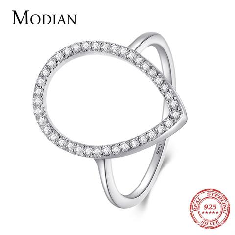 Modian-anillo clásico de gota de agua de pera para mujer, joyería de compromiso, 100% brillante, 925 anillos de plata esterlina ► Foto 1/6