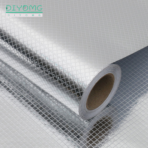 Pegatinas autoadhesivas a prueba de aceite para cocina papel tapiz de lámina de aluminio de alta temperatura antiincrustante para estufa, papel de Contacto con película para armario ► Foto 1/6