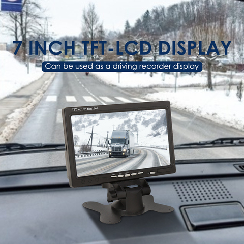 7 pulgadas TFT LCD de pantalla de Monitor de coche reproductor de 2 de entrada de vídeo PAL/NTSC Monitor de retrovisor de seguridad cámara de vigilancia ► Foto 1/6