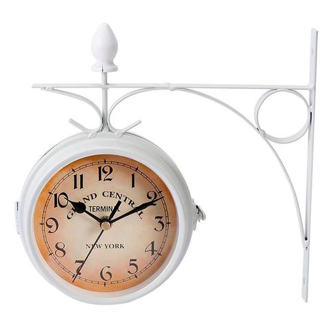 Reloj de pared lateral doble de estilo europeo, creativo, clásico, para decoración del hogar, colgante lateral doble, blanco ► Foto 1/6