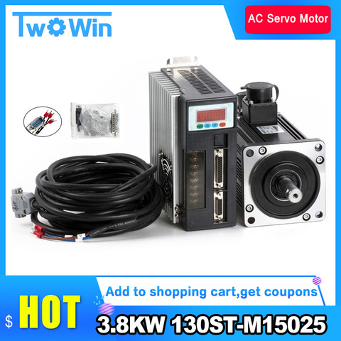 Servomotor y controlador con cable de alta potencia, dispositivo de 3,8 kW, 130ST-M15025, 130ST, CA, 15N.M, 2500rpm, nuevo ► Foto 1/6