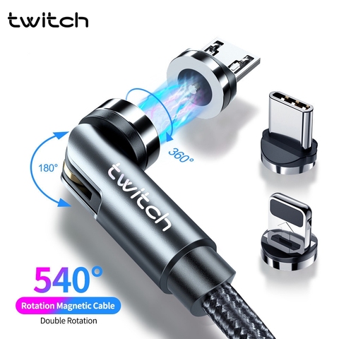 Twitch-Cable magnético giratorio 540, Cable Micro USB tipo C, cargador de carga magnético para iPhone, Xiaomi, Samsung ► Foto 1/6