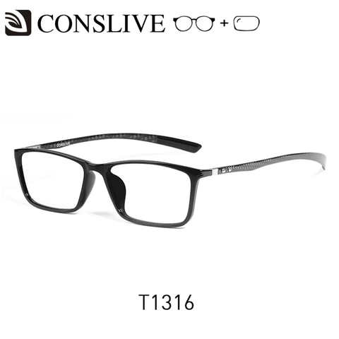 Gafas graduadas de fibra de carbono para hombres, anteojos cuadrados negros para miopía, gafas de lectura óptica T1316, 7g ► Foto 1/6