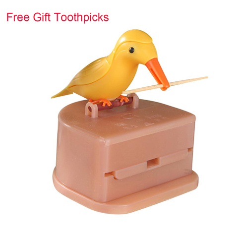 Pájaro pequeño contenedor para palillos de dientes dispensador de mondadientes automático, caja de almacenamiento, decoración de escritorio, accesorios de cocina ► Foto 1/6