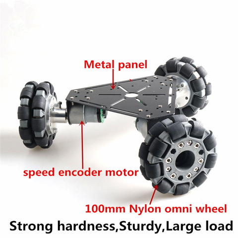 Rueda de Metal Omni 4WD de 4 pulgadas, Kit de Chasis de coche, rueda de nailon Mecanum de 100mm, plataforma Robot de 1/2 capas con Motor codificador de velocidad DIY ► Foto 1/6