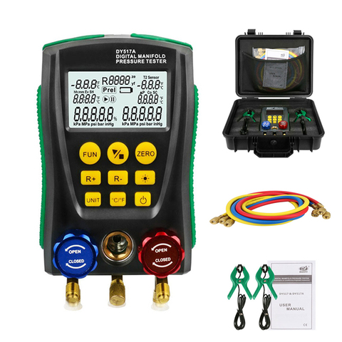 Probador de la temperatura del medidor presión refrigeración colector Digital DY517A de vacío HVAC colector de presión de Kits de herramienta ► Foto 1/6