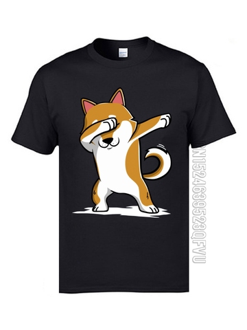 Camiseta Dabbing Shiba Inu Terrier perro Mens T camisa amor Akita Hiphop Rock DJ electrónicos camisetas para hombres ► Foto 1/6