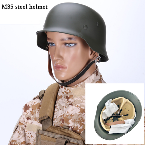 Casco de acero de la 2 Guerra Mundial, militar alemán de élite Wh M35 M1935, Stahlhelm, verde, gris, negro, Envío Gratis ► Foto 1/6