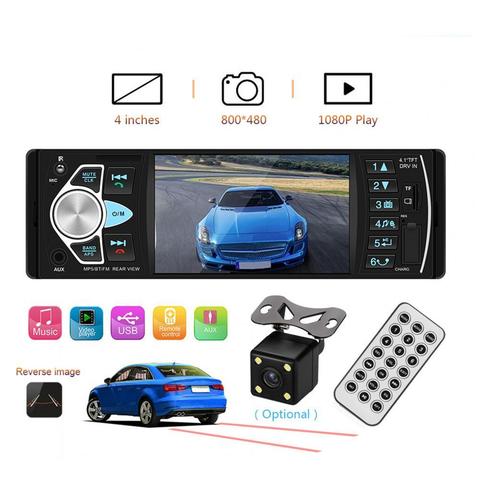 Reproductor MP5 Universal para coche, con Bluetooth, 1 Din, Audio estéreo FM de 4,1 pulgadas, con cámara trasera, accesorios de estilo de coche Interior, 4022D ► Foto 1/6