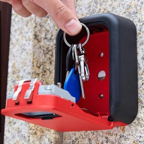 Caja de bloqueo de llave montada en la pared, cerrojo seguro de almacenamiento con contraseña, combinación de 4 dígitos, resistente al agua, de aleación de aluminio ► Foto 1/6