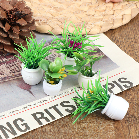 Maceta verde en miniatura para plantas, decoración para muebles de hogar, 5 uds., 1:12 ► Foto 1/6