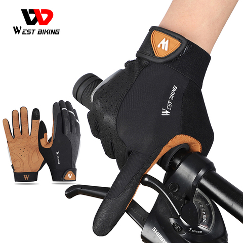 WEST BIKING-guantes para bicicleta para hombre y mujer, guantes para motocicleta y bicicleta, antigolpes, transpirables, para deportes al aire libre, antideslizantes ► Foto 1/6