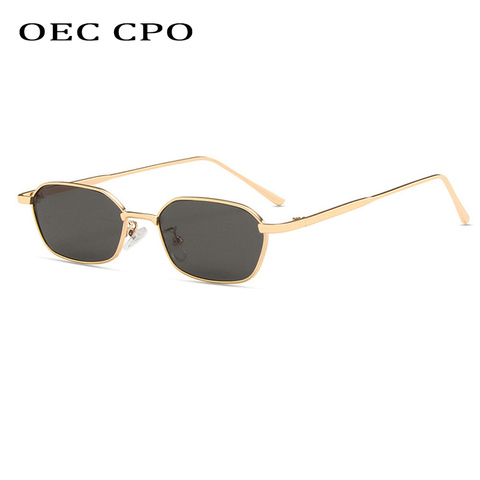 OEC CPO cuadrado pequeño Sunglasse para hombres y mujeres, marca Steampunk gafas de sol con montura de Metal hombres Retro gafas UV400 gafas O949 ► Foto 1/6