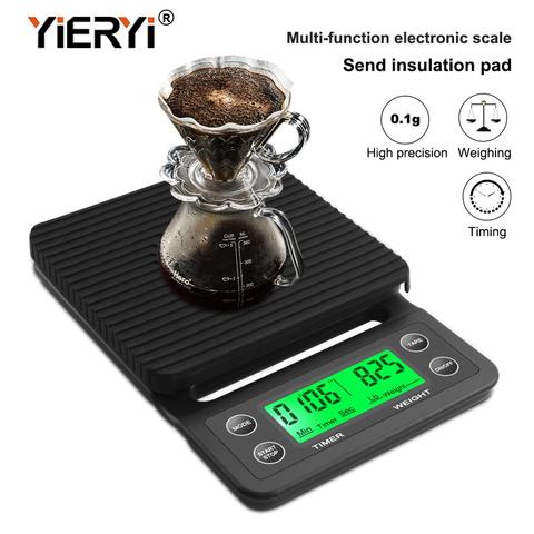 Balanza electrónica yieryi para moler a mano, para café, banda de pesaje, tiempo de 3kg/0,1g, 5kg/0,1g, Básculas Digitales de café para encimera de cocina ► Foto 1/6