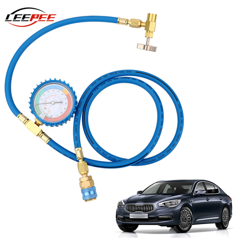 LEEPEE-Kit de manómetro Universal para aire acondicionado de coche, manguera de recargador refrigerante R134A, herramientas de reparación de automóviles ► Foto 1/6