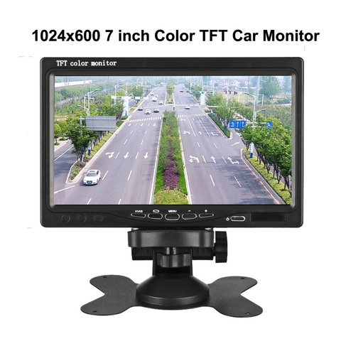 Pantalla de visión trasera para vehículo, cámara TFT LCD a color, con resolución de 1024x600P, voltaje de 12V a 24V, monitor HD de 7 pulgadas, sistema de aparcamiento para coche, camión y autobús ► Foto 1/6