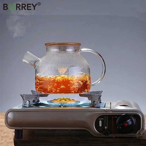 BORREY 1L de gran capacidad tetera con infusor resistente al calor Teteras de vidrio de Puer tetera flores taza de hervidor de agua de cristal ► Foto 1/6