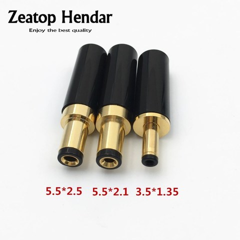 Enchufe de corriente continua chapado en oro, 5,5x2,5/5,5x2,1/3,5x1,35mm, conector macho para soldadura, línea de salida de potencia lineal, 10 Uds. ► Foto 1/5