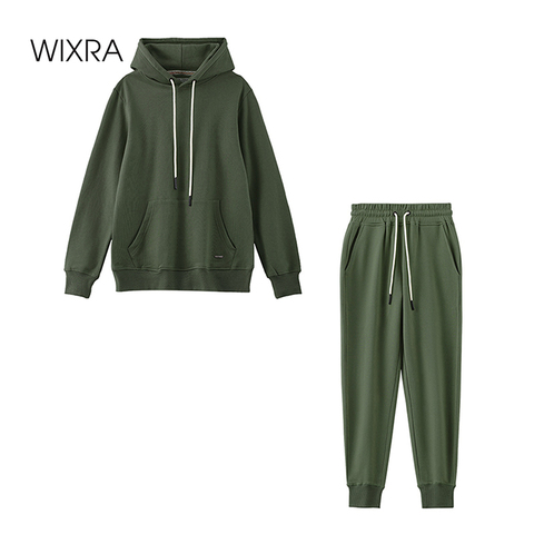 Wixra para mujer 2022 primavera elegante conjuntos para Hombre Sudaderas con capucha de cordón de cintura pantalones clásico básicos conjuntos con sudadera otoño ► Foto 1/6