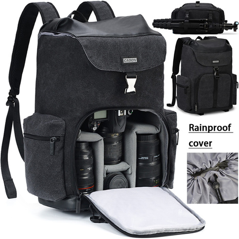 CADeN-mochila impermeable de lona para cámara, bolsa grande de fotografía resistente al desgaste para exteriores, para Nikon, Canon, Sony, DSLR ► Foto 1/6