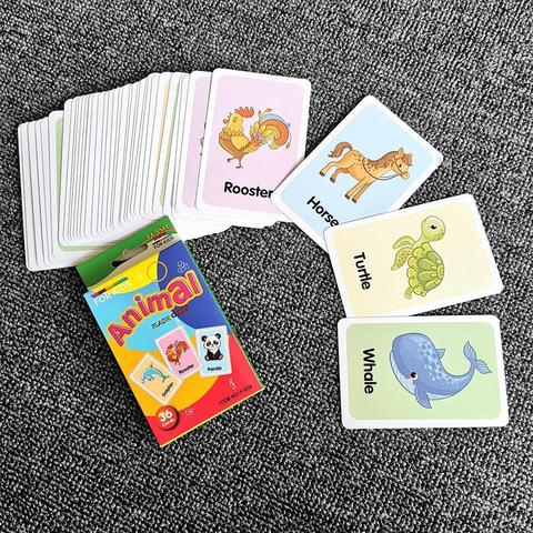 Tarjetas Flash de aprendizaje en inglés Montessori para niños, tarjetas inglesas cognitivas para aprendizaje temprano, juguete de memoria educativo B7L6 ► Foto 1/6