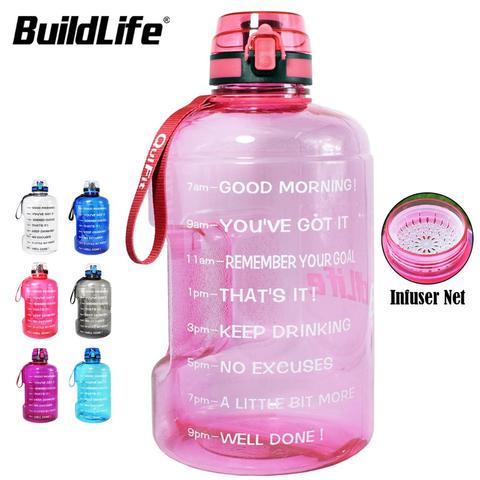 BuildLife-botella de agua con tapa para Flip-Flop, botellas de gimnasio al aire libre, gran capacidad, libre de BPA, 1.3L, 2.2L, 3.78L ► Foto 1/6