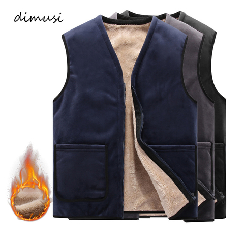 DIMUSI-chalecos informales de lana para hombre, chaquetas cálidas sin mangas, prendas de vestir de moda térmicas y suaves, ropa de pesca 8XL, Invierno ► Foto 1/6