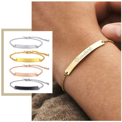 Pulsera de eslabones de acero inoxidable con nombre para mujer, brazalete de 5mm, con nombre personalizado ► Foto 1/6