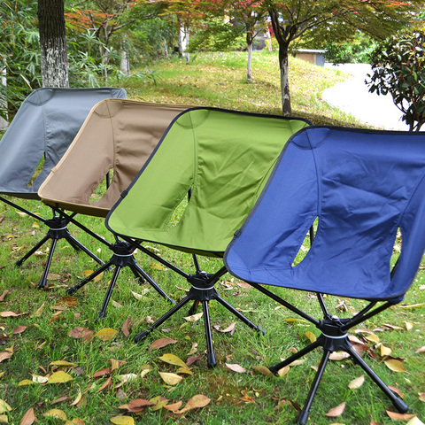 Silla de acampada plegable y portátil para exteriores, asiento giratorio de 360 grados, para pesca, barbacoa, caza, senderismo, playa, mochilero, 4 colores, máximo rodamiento, 150kg ► Foto 1/6