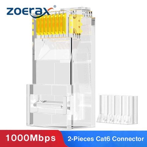 ZoeRax-conectores modulares RJ45 Cat6 de 3 puntas 8P8C para Cables trenzados, Cables estándar, 2 piezas, 100 Uds. ► Foto 1/6