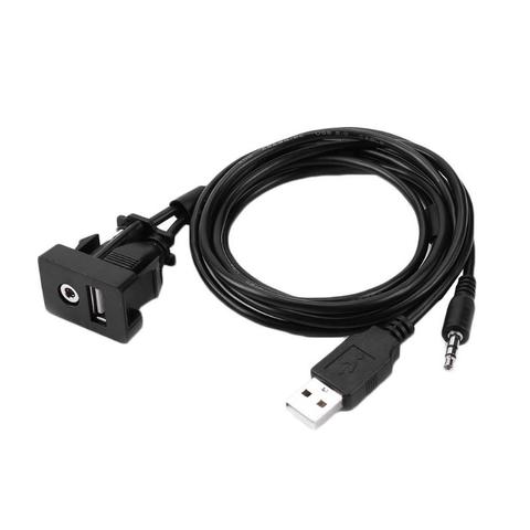 Panel de puerto USB para tablero de coche, Cable de extensión USB auxiliar de 3,5mm para Toyota Camry Corolla, toma de Audio con soporte de señal de Audio, 1m ► Foto 1/6