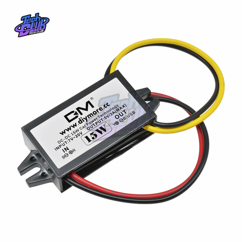 Módulo convertidor de DC-DC, 12V a 5V, 3A, 15W, adaptador de salida de corriente, módulo de fuente de alimentación impermeable para pantalla de coche ► Foto 1/6