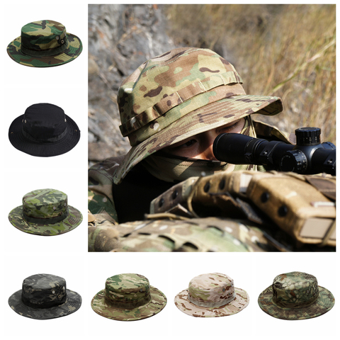 Gorra táctica militar para hombre, sombrero Boonie de camuflaje, Protector solar para exteriores, gorra Airsoft de entrenamiento, de ejército, pesca, caza, senderismo ► Foto 1/6