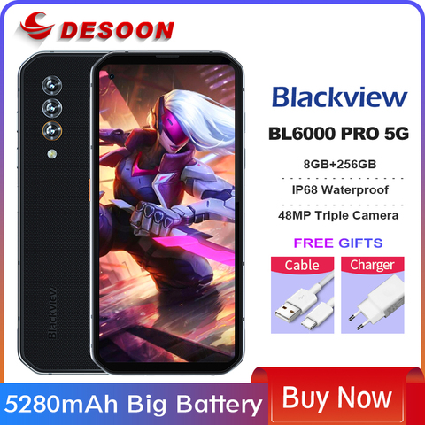 Blackview-teléfono inteligente BL6000 Pro 5G, móvil resistente al agua IP68, pantalla de 6,36 pulgadas, Android 10, ocho núcleos, 8GB de RAM, 256GB de ROM, cámara de 48MP ► Foto 1/5