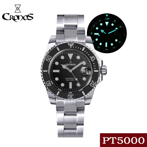 Cronos-reloj subdiver de lujo para hombre, pulsera de acero inoxidable PT5000, bisel giratorio de cerámica, 200 metros, resistente al agua ► Foto 1/6