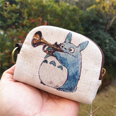 Monedero de lona de Totoro, cartera con carcasa, a la moda, con jirafa, animales, bolso para llaves, minimonederos creativos, para regalo ► Foto 1/6