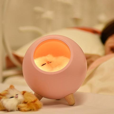 Lámpara LED de noche para casa de mascotas y gatos, luz regulable sin escalonamiento, recargable por USB, para niños, sala de estar, dormitorio, 20 ► Foto 1/6