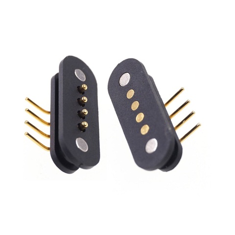 5 pares de primavera-cargado magnético conector pin Pogo 4 pin paso 2,5mm agujero pasante ángulo hombre mujer 2A 36V DC carga de energía de la sonda ► Foto 1/6