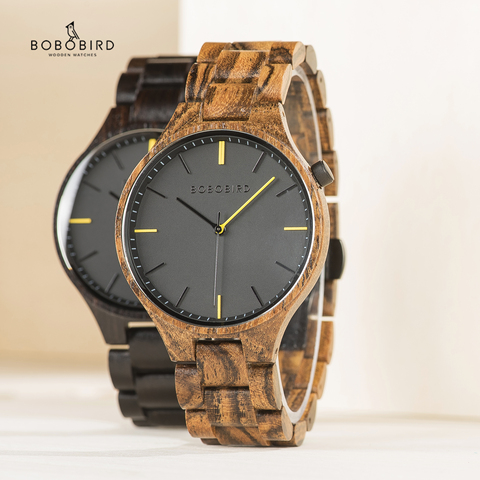 BOBO BIRD-Reloj de pulsera de madera para hombre, accesorio Masculino de marca de lujo, en Caja de regalo de madera, regalos geniales para él, OEM ► Foto 1/6