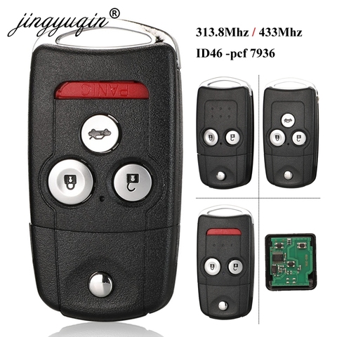 Jingyuqin 2 botón plegable, abatible de llave de control remoto fob 433MHZ con ID46 PCF7936 Chip para Honda CR-V Jazz HON66 hoja sin cortar ► Foto 1/6